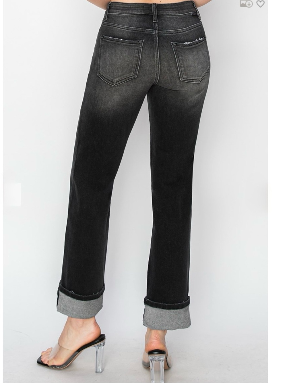 🍒💕Risen Plus High-Rise Straight Leg Jeans in Washed Black - Picture 4 of 6